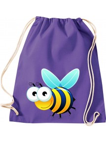 Kinder Gymsack, Biene Wespe Bee Tiere Tier Natur, Gym Sportbeutel, purple