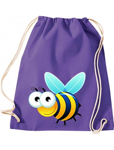 Kinder Gymsack, Biene Wespe Bee Tiere Tier Natur, Gym Sportbeutel, purple