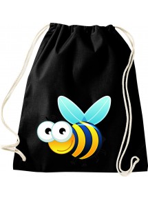 Kinder Gymsack, Biene Wespe Bee Tiere Tier Natur, Gym Sportbeutel, schwarz
