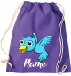 Kinder Gymsack, Vogel Spatz Bird mit Wunschnamen Tiere Tier Natur, Gym Sportbeutel, purple