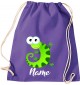 Kinder Gymsack, Gecko Leguan Eidechse mit Wunschnamen Tiere Tier Natur, Gym Sportbeutel, purple