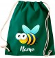 Kinder Gymsack, Biene Wespe Bee mit Wunschnamen Tiere Tier Natur, Gym Sportbeutel, gruen