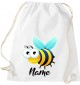 Kinder Gymsack, Biene Wespe Bee mit Wunschnamen Tiere Tier Natur, Gym Sportbeutel, weiss