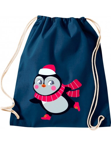 Kinder Gymsack, Pinguin Penguin Weihnachten Christmas Winter Schnee Tiere Tier Natur, Gym Sportbeutel, blau