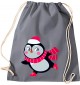 Kinder Gymsack, Pinguin Penguin Weihnachten Christmas Winter Schnee Tiere Tier Natur, Gym Sportbeutel, grau