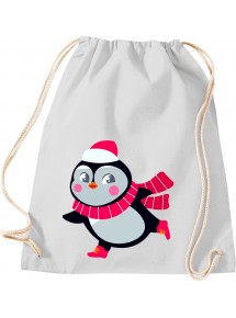 Kinder Gymsack, Pinguin Penguin Weihnachten Christmas Winter Schnee Tiere Tier Natur, Gym Sportbeutel, hellgrau