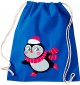 Kinder Gymsack, Pinguin Penguin Weihnachten Christmas Winter Schnee Tiere Tier Natur, Gym Sportbeutel, royal