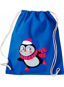 Kinder Gymsack, Pinguin Penguin Weihnachten Christmas Winter Schnee Tiere Tier Natur, Gym Sportbeutel, royal
