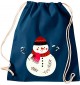 Kinder Gymsack, Schneemann Snowman Weihnachten Christmas Winter Schnee Tiere Tier Natur, Gym Sportbeutel, blau