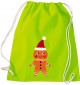 Kinder Gymsack, Lebkuchen Lebkuchenfigur Plätzchen Weihnachten Winter Schnee Tiere Tier Natur, Gym Sportbeutel, lime