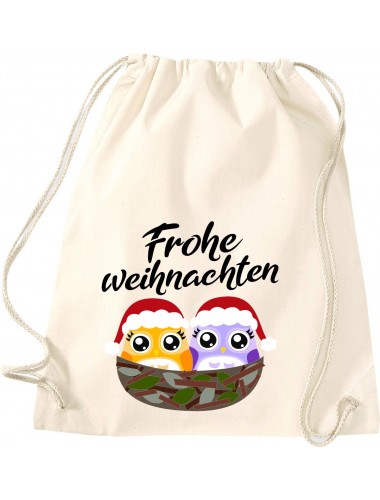 Kinder Gymsack, Frohe Weihnachten Eule Merry Christmas, Gym Sportbeutel,