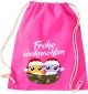 Kinder Gymsack, Frohe Weihnachten Eule Merry Christmas, Gym Sportbeutel, pink