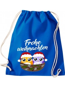 Kinder Gymsack, Frohe Weihnachten Eule Merry Christmas, Gym Sportbeutel, royal