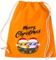 Kinder Gymsack, Merry Christmas Eule Frohe Weihnachten, Gym Sportbeutel, orange