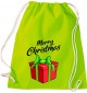 Kinder Gymsack, Merry Christmas Geschenk Frohe Weihnachten, Gym Sportbeutel, lime