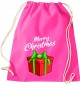 Kinder Gymsack, Merry Christmas Geschenk Frohe Weihnachten, Gym Sportbeutel, pink
