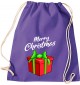 Kinder Gymsack, Merry Christmas Geschenk Frohe Weihnachten, Gym Sportbeutel, purple