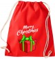 Kinder Gymsack, Merry Christmas Geschenk Frohe Weihnachten, Gym Sportbeutel, rot