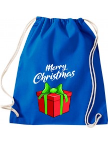 Kinder Gymsack, Merry Christmas Geschenk Frohe Weihnachten, Gym Sportbeutel, royal