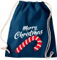 Kinder Gymsack, Merry Christmas Zuckerstange Frohe Weihnachten, Gym Sportbeutel, blau