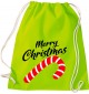 Kinder Gymsack, Merry Christmas Zuckerstange Frohe Weihnachten, Gym Sportbeutel, lime