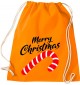 Kinder Gymsack, Merry Christmas Zuckerstange Frohe Weihnachten, Gym Sportbeutel, orange
