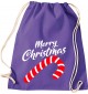 Kinder Gymsack, Merry Christmas Zuckerstange Frohe Weihnachten, Gym Sportbeutel, purple