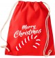 Kinder Gymsack, Merry Christmas Zuckerstange Frohe Weihnachten, Gym Sportbeutel, rot