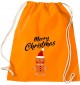 Kinder Gymsack, Merry Christmas Lebkuchenmänchen Frohe Weihnachten, Gym Sportbeutel, orange