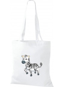 Kinder Tasche, Zebra Tiere Tier Natur, Tasche Beutel Shopper, weiss