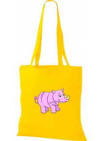 Kinder Tasche, Nashorn Rhino Tiere Tier Natur, Tasche Beutel Shopper, gelb