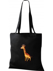 Kinder Tasche, Giraffe Tiere Tier Natur, Tasche Beutel Shopper, schwarz