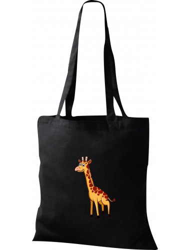 Kinder Tasche, Giraffe Tiere Tier Natur, Tasche Beutel Shopper, schwarz