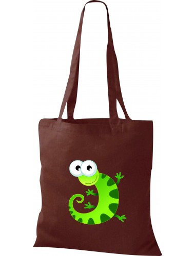 Kinder Tasche, Gecko Leguan Eidechse Tiere Tier Natur, Tasche Beutel Shopper, braun