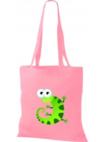 Kinder Tasche, Gecko Leguan Eidechse Tiere Tier Natur, Tasche Beutel Shopper, rosa