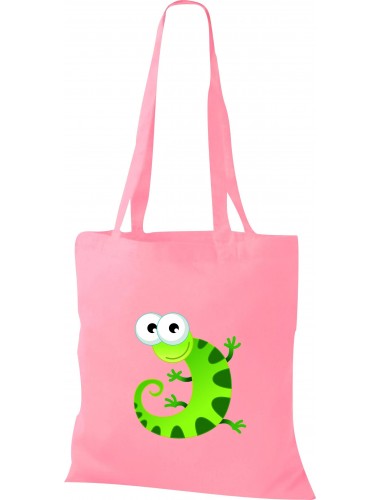 Kinder Tasche, Gecko Leguan Eidechse Tiere Tier Natur, Tasche Beutel Shopper, rosa