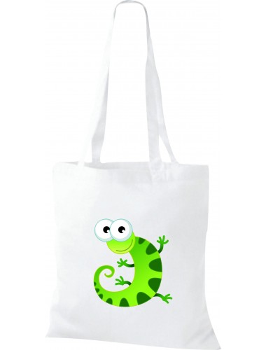 Kinder Tasche, Gecko Leguan Eidechse Tiere Tier Natur, Tasche Beutel Shopper, weiss