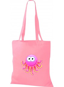 Kinder Tasche, Krake OktopusTiere Tier Natur, Tasche Beutel Shopper, rosa