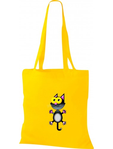 Kinder Tasche, Katze Kater Kätzchen Cat Tiere Tier Natur, Tasche Beutel Shopper, gelb