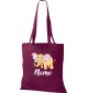 Kinder Tasche, Elefant Elephant mit Wunschnamen Tiere Tier Natur, Tasche Beutel Shopper, weinrot