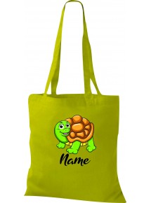Kinder Tasche, Schildkröte Turtle mit Wunschnamen Tiere Tier Natur, Tasche Beutel Shopper