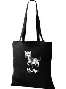 Kinder Tasche, Zebra mit Wunschnamen Tiere Tier Natur, Tasche Beutel Shopper