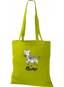 Kinder Tasche, Zebra mit Wunschnamen Tiere Tier Natur, Tasche Beutel Shopper, kiwi