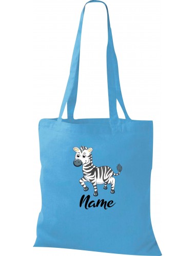 Kinder Tasche, Zebra mit Wunschnamen Tiere Tier Natur, Tasche Beutel Shopper, sky