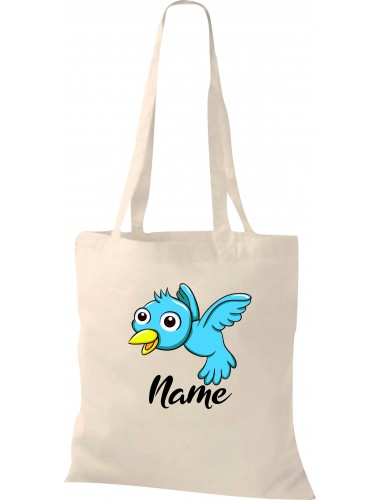 Kinder Tasche, Vogel Spatz Bird mit Wunschnamen Tiere Tier Natur, Tasche Beutel Shopper, natur