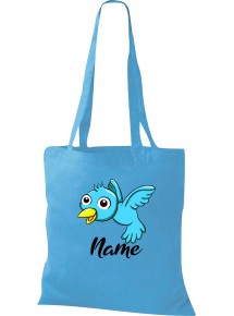 Kinder Tasche, Vogel Spatz Bird mit Wunschnamen Tiere Tier Natur, Tasche Beutel Shopper, sky