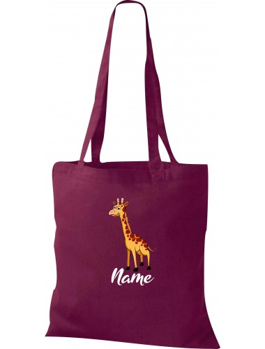 Kinder Tasche, Giraffe mit Wunschnamen Tiere Tier Natur, Tasche Beutel Shopper