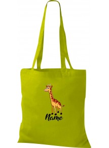 Kinder Tasche, Giraffe mit Wunschnamen Tiere Tier Natur, Tasche Beutel Shopper, kiwi
