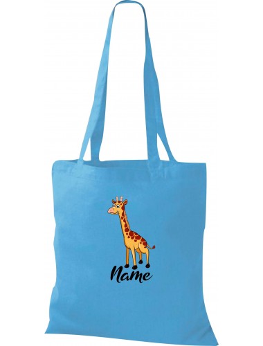 Kinder Tasche, Giraffe mit Wunschnamen Tiere Tier Natur, Tasche Beutel Shopper, sky