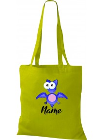 Kinder Tasche, Fledermaus Bat mit Wunschnamen Tiere Tier Natur, Tasche Beutel Shopper